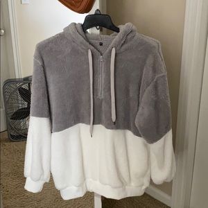Fuzzy half zip up hoodie